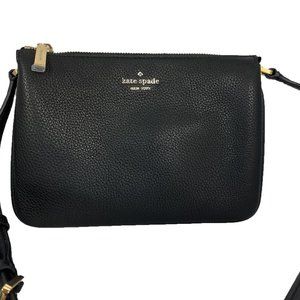 Kate Spade Triple Gusset Crossbody Pebbled Leather Black Latest Fashion